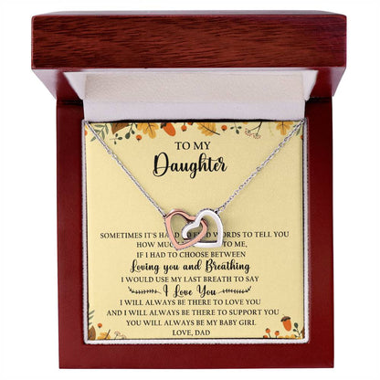 To My Daughter Interlocking Hearts Necklace Message Card