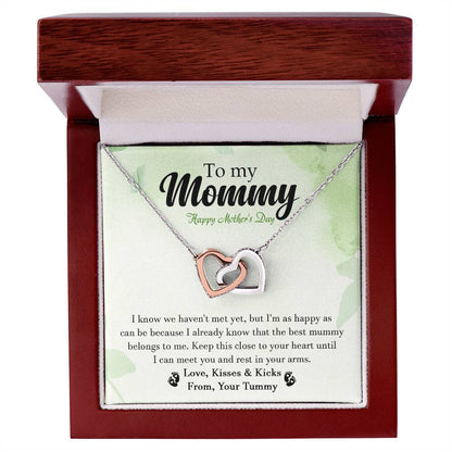 To My Mommy - From Your Tummy - Pregnancy Gift - Mother'S Day Gift - Luxury Necklace Interlocking Hearts Necklace