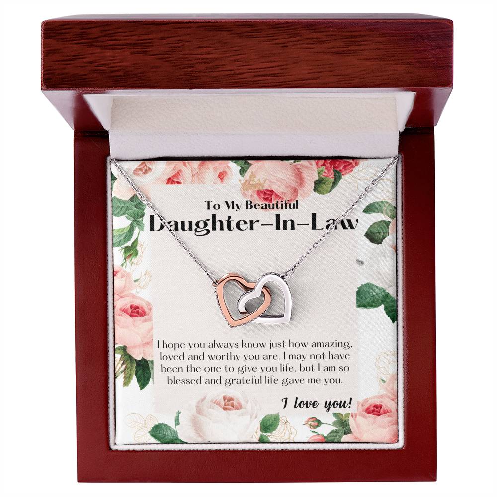 To My Bonus Daughter Bonus Daughter Gift Daughter In Law Gift Daughter In Law Birthday Gift Daugther In Law Interlocking Hearts Necklace