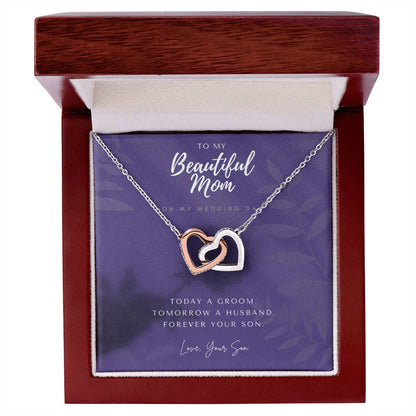 Mother Of The Groom Gift From Son Mom Wedding Gift From Son Wedding Gift From Groom To Mom Necklace Gift For Mom Wedding Gift From Son Interlocking Hearts Necklace