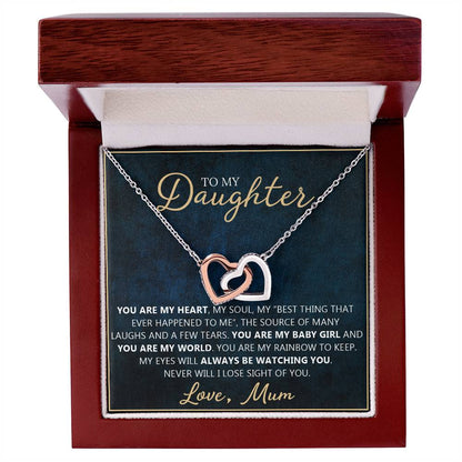 To My Daughter - You Are My Everything Unique Interlocking Heart Necklace Gift Set Interlocking Hearts Necklace