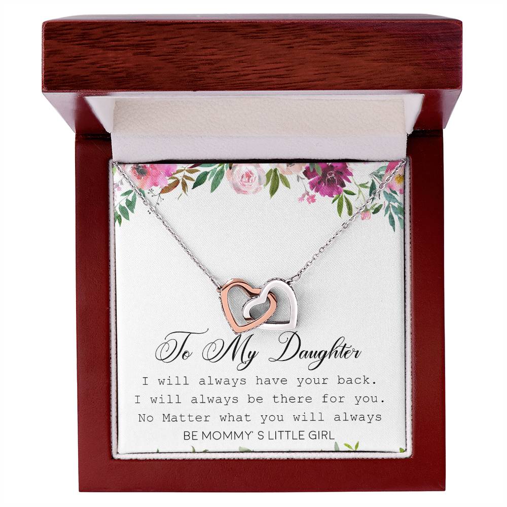 To My Daughter Interlocking Hearts Necklace Message Card