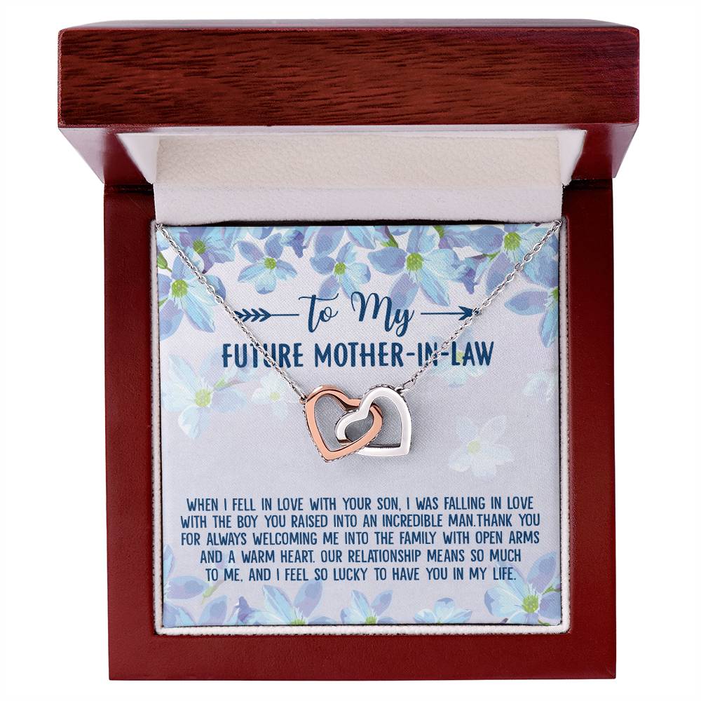 To My Future Mother-In-Law Gift For Birthday Anniversary Or Any Occasion Interlocking Hearts Necklace