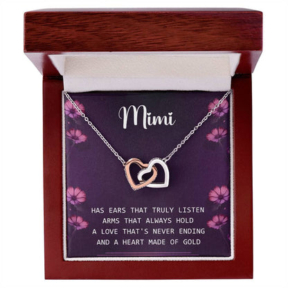 Mimi Interlocking Hearts Necklace Message Card
