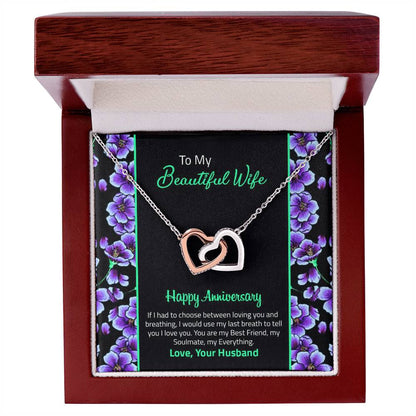 Happy Anniversary Interlocking Hearts Necklace
