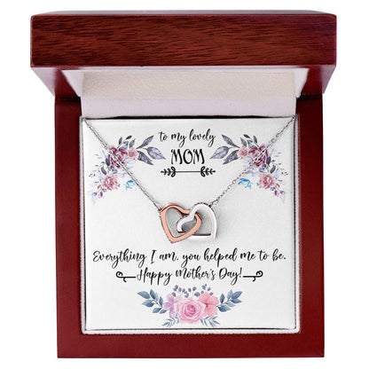 Gift For Mom For Mother'S Day Two Hearts Embellished With Cubic Zirconia Stones Mom Gift Idea To My Mother Mom Birthday Unique Love Message Interlocking Hearts Necklace