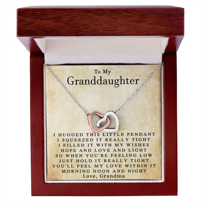 To My Granddaughter Love Grandma Interlocked Heart Necklace Interlocking Hearts Necklace