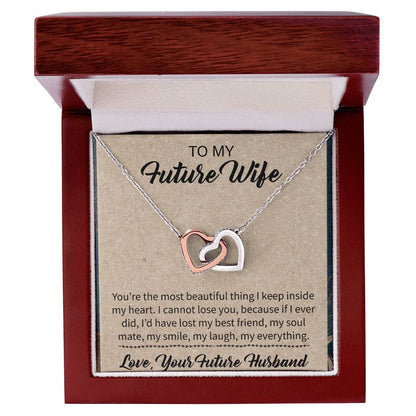 To My Future Wife Interlocking Hearts Necklace Message Card