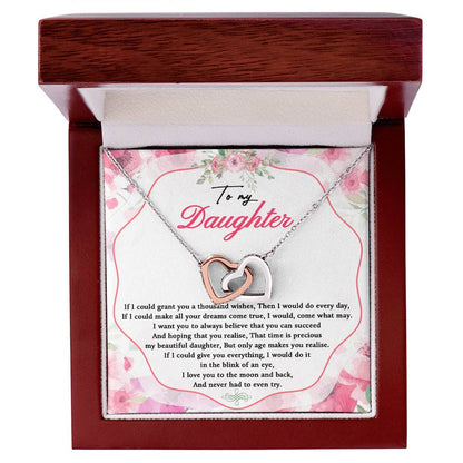 To My Daughter Necklace Wishes For My Daughter Poem Interlocking Hearts Necklace