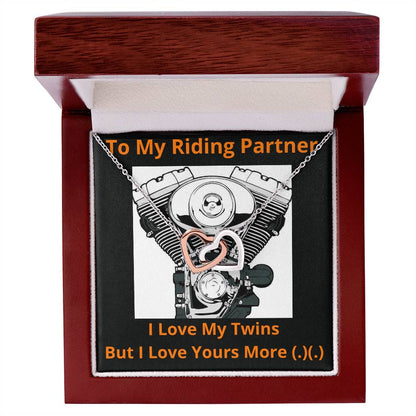 To My Riding Partner I Love My Twins Limited Edition Interlocking Hearts Necklace