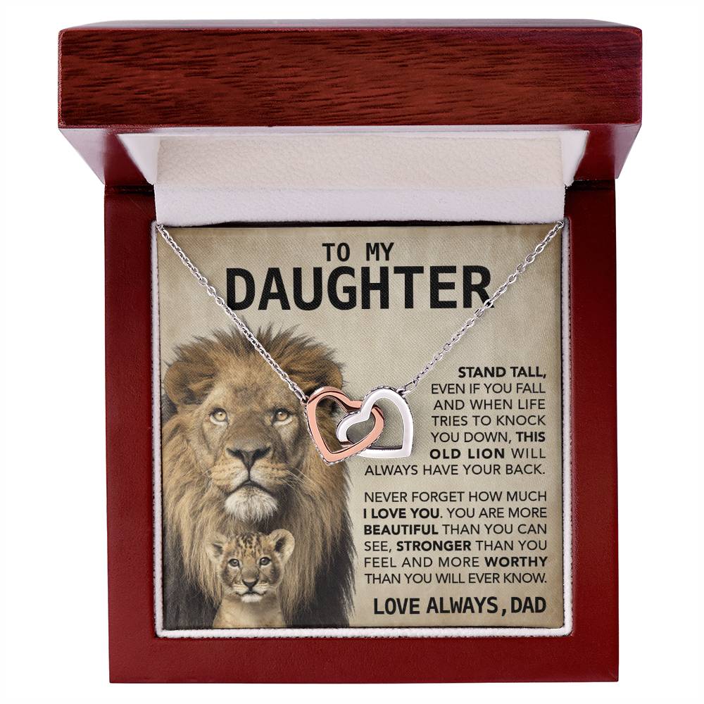 To My Daughter Two Hearts - Love Always Interlocking Hearts Necklace