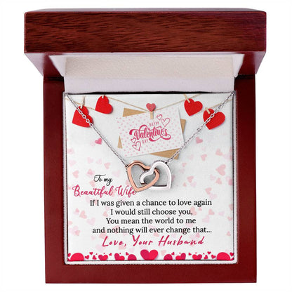 Wife Valentine Interlocking Hearts Necklace