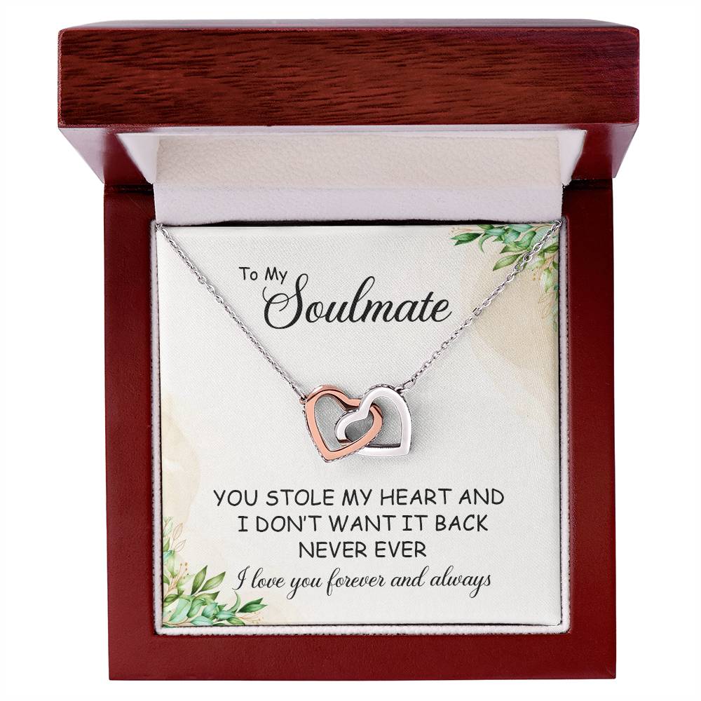 To My Wonderful Wife - Love From Soulmate - Love For Partner Interlocking Hearts Necklace