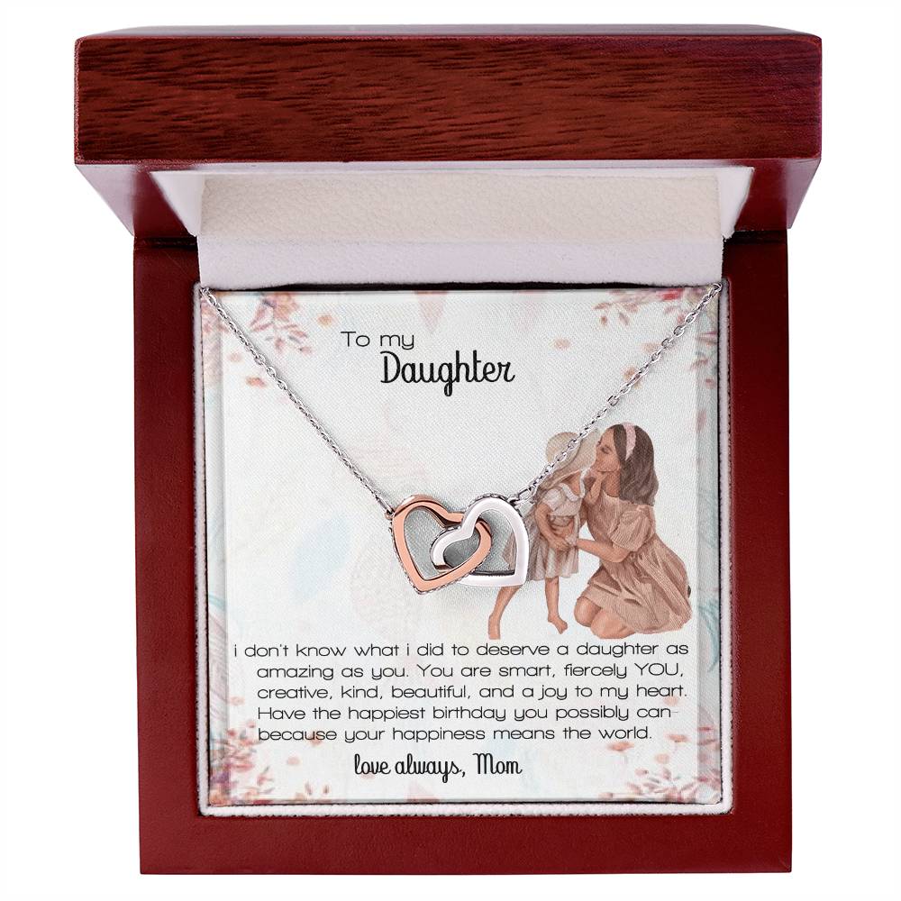 Daughter Gift Interlocking Hearts Necklace Love Always Mom