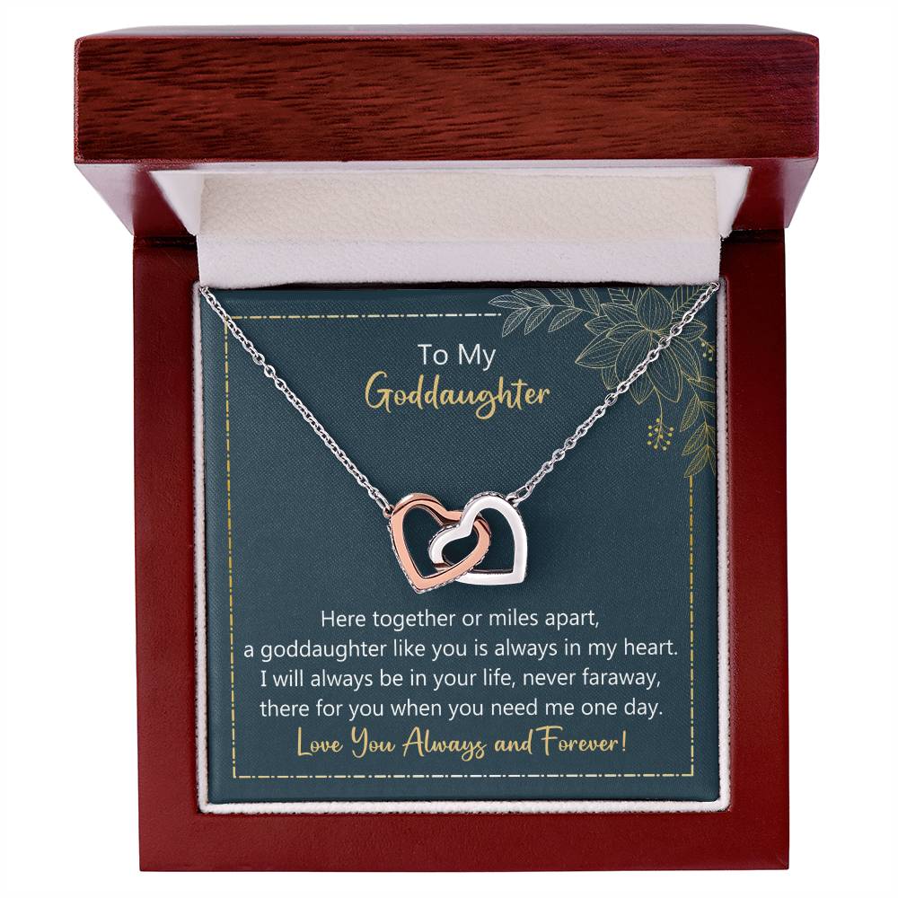 To My Goddaughter I Will Be In Your Life - Never Faraway Necklace Interlocking Hearts Necklace
