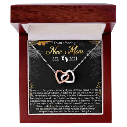 New Mom Necklace Mom Est 2021 Necklace First Time Mom Necklacenew Mommy Interlocking Hearts Necklacenecklace For New Mom Pregnancy Gift