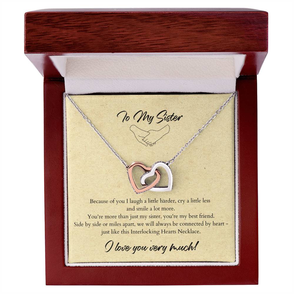 To My Sister Interlocking Hearts Necklace