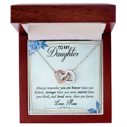 To My Daughter Interlocking Hearts Necklace Message Card