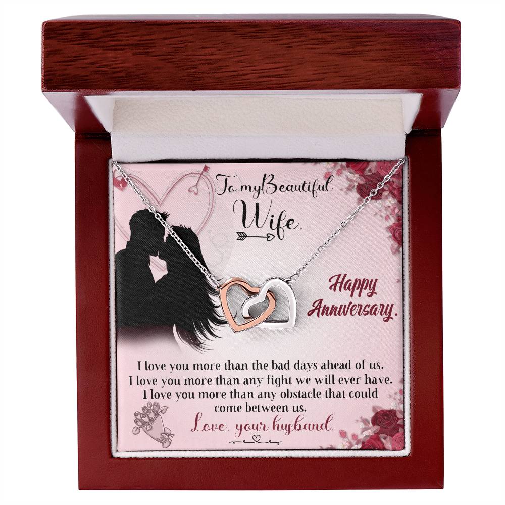 For My Loving Wife. Interlocking Hearts Necklace