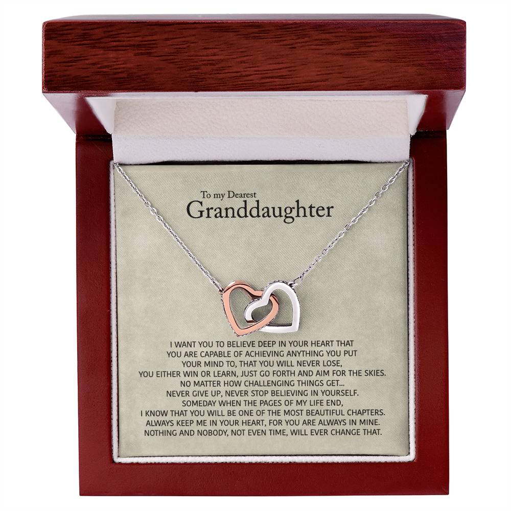 To My Dearest Granddaughter - Love Gift For Granddaughters All Ages - Interlocking Hearts Necklace