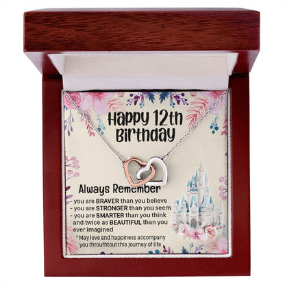Happy 12Th Birthday Gift For Daughter Gift For 12 Years Old Birthday Teen Girl Daughter Necklace Gift Interlocking Hearts Necklace