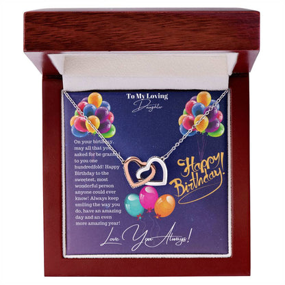 Happy Birthday Daughter Interlocking Hearts Necklace