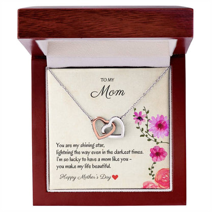 To My Mom - My Shining Star - Necklace Interlocking Hearts Necklace