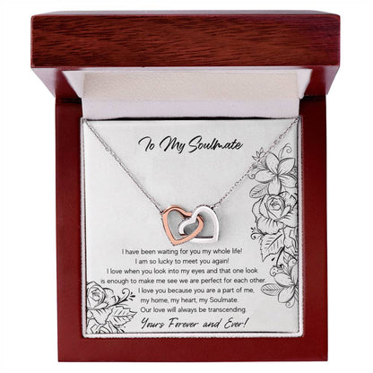To My Soulmate Interlocking Hearts Necklace