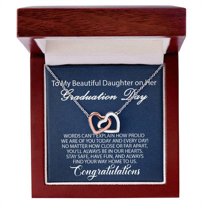 To My Daughter - Graduation Proud Interlocking Hearts Necklace