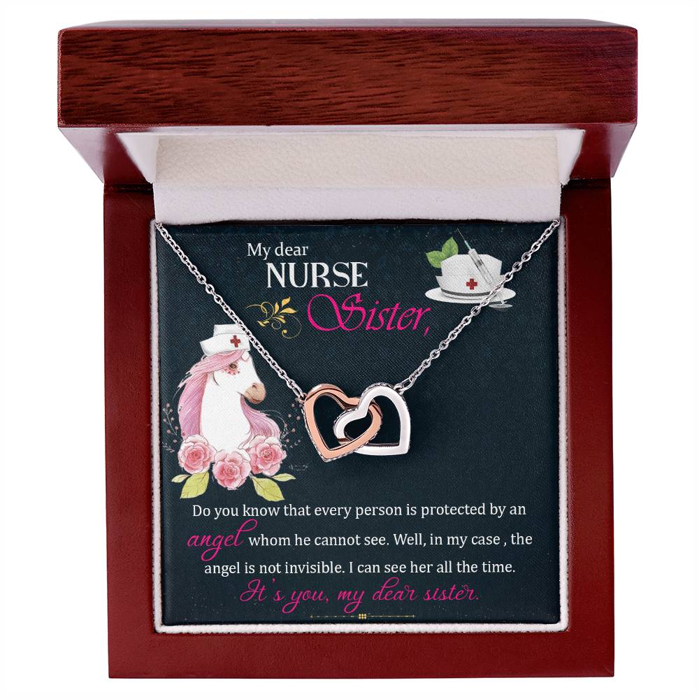 My Dear Nurse Sister - The Angel Is Not Invisible - Interlocking Heart Necklace Interlocking Hearts Necklace