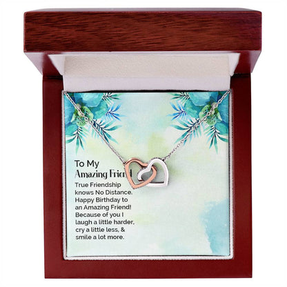 To My Amazing Friend - Interlocking Hearts Necklace