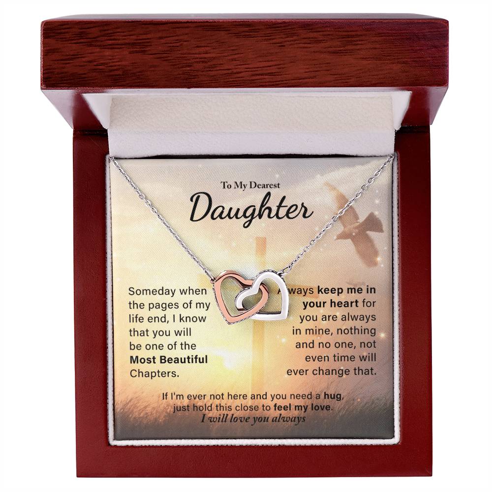 To My Dearest Daughter - Most Beautiful Chapters Interlocking Hearts Necklace