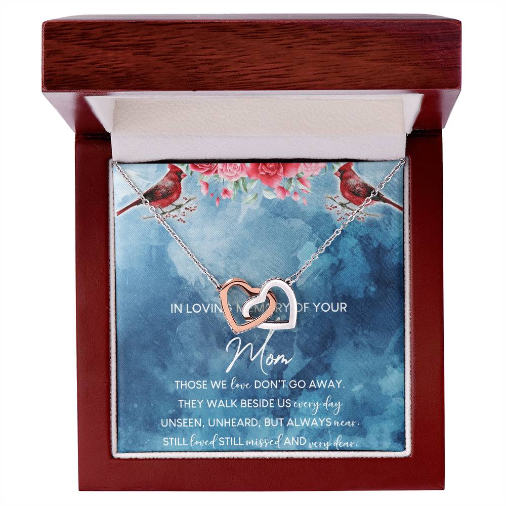 In Loving Memory Of Your Mom Interlocking Hearts Necklace Message Card