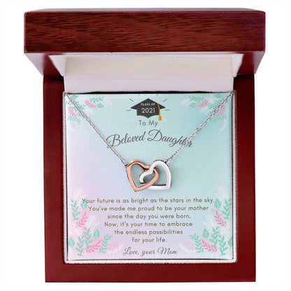 Two Hearts To My Beloved Daughter Necklace Interlocking Hearts Necklace