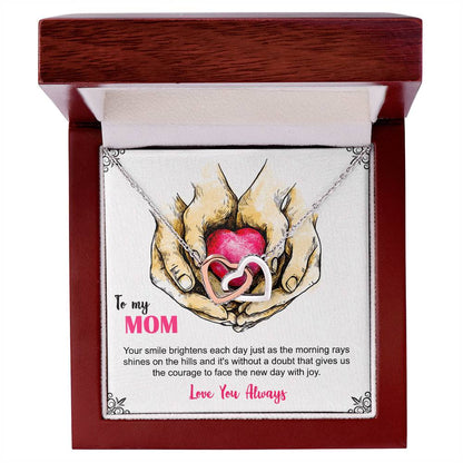 To My Mom Your Smile Love You Always Interlocking Hearts Necklace