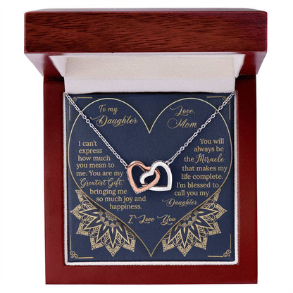 To My Daughter - Greatest Gift Miracle - Necklace Interlocking Hearts Necklace