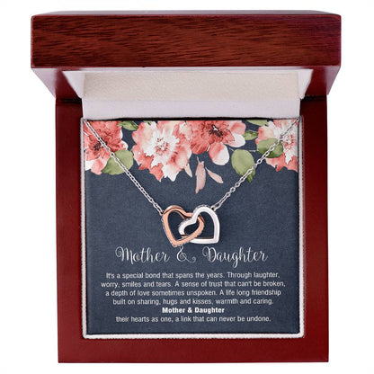 Mother & Daughter - Special Bond That Spans The Years. Interlocking Hearts Necklace