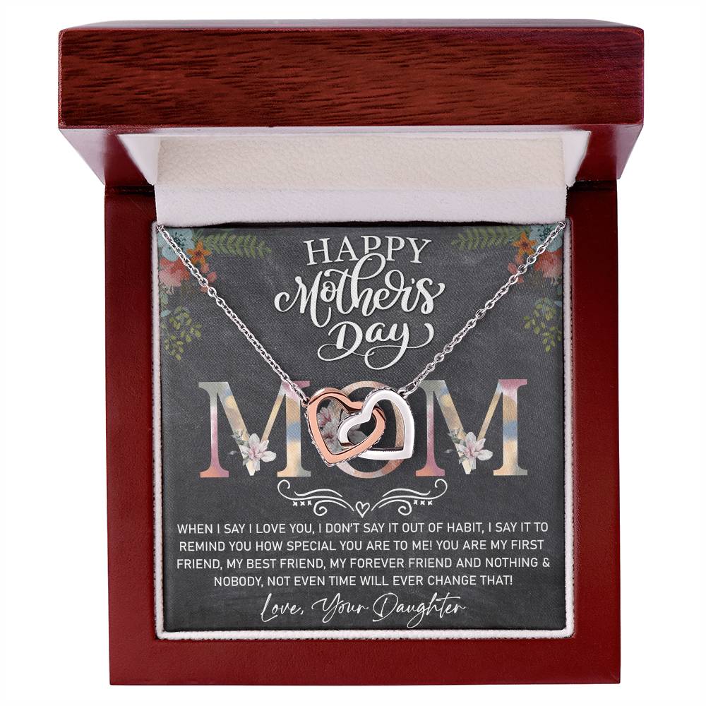Perfect Gift For Mom- Luxury Necklace With Message Card Interlocking Hearts Necklace