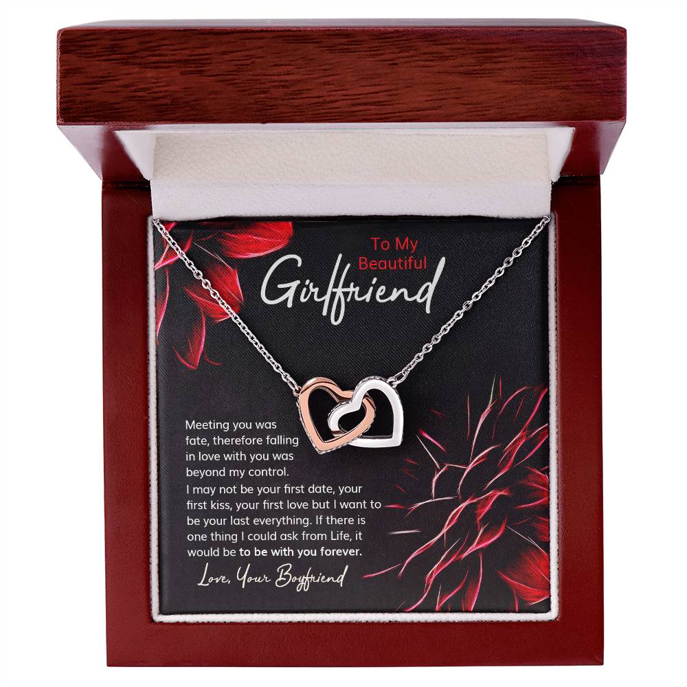 Romantic Necklace Gift With Custom Message Card Interlocking Hearts Necklace