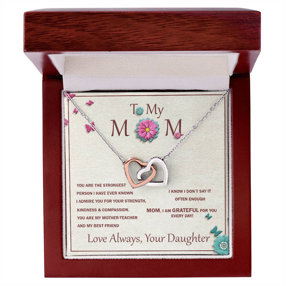Interlocking Heart Necklace For Mother With Message Card Interlocking Hearts Necklace