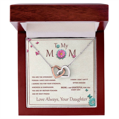 Interlocking Heart Necklace For Mother With Message Card Interlocking Hearts Necklace