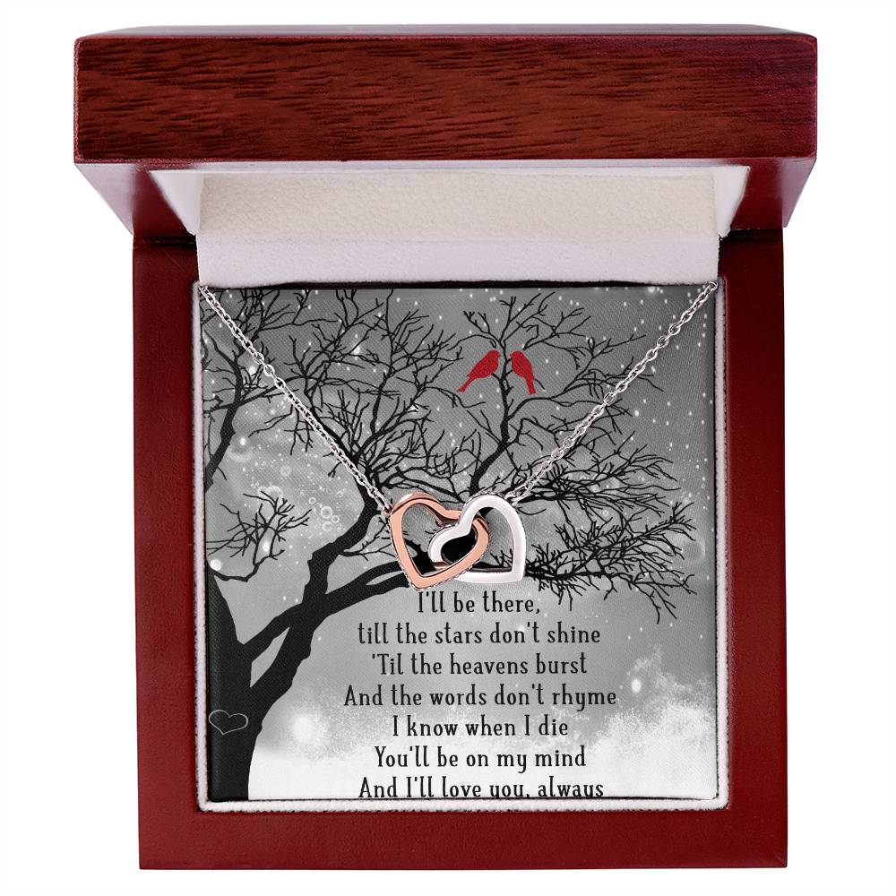 I'Ll Be There Interlocking Hearts Necklace Message Card