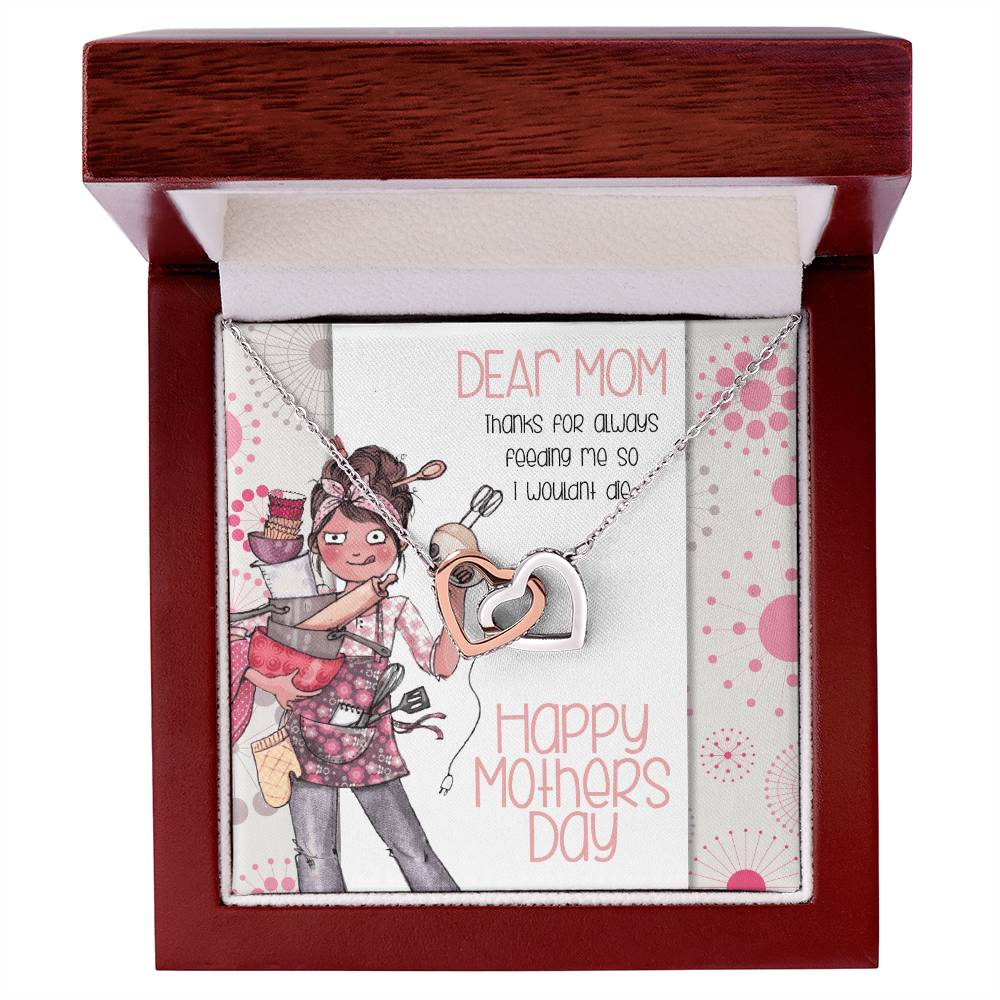 Thanks For Feeding Me Mothers Day Linked Hearts Necklace Interlocking Hearts Necklace