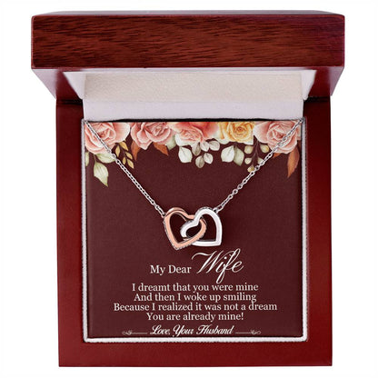 My Dear Wife Interlocking Hearts Necklace Message Card