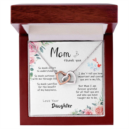 Mom Thank You So Much. Interlocking Hearts Necklace