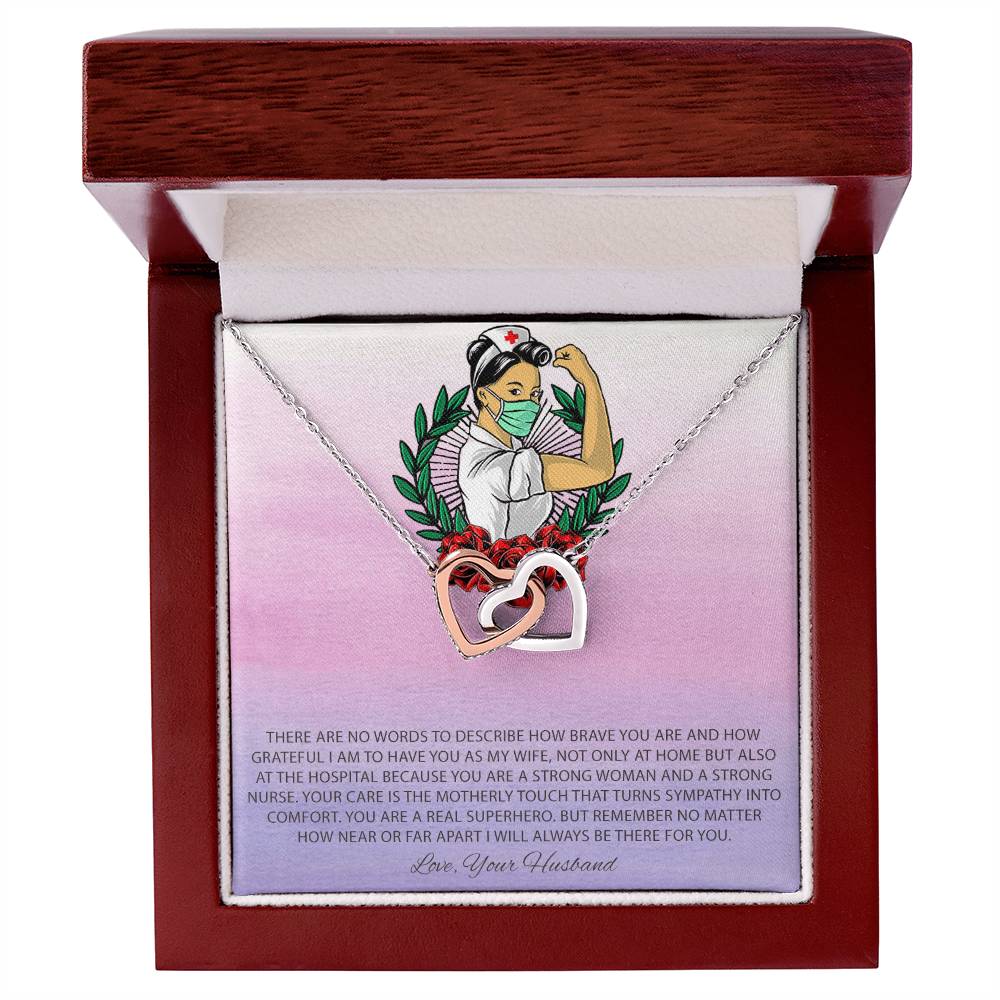 To My Beautiful Nurse Interlocking Hearts Necklace
