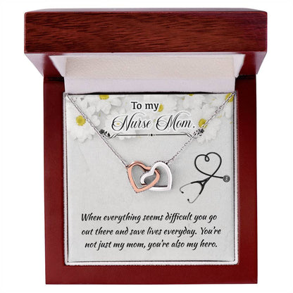 Nurse Mom Mother'S Day Interlocking Hearts Necklace