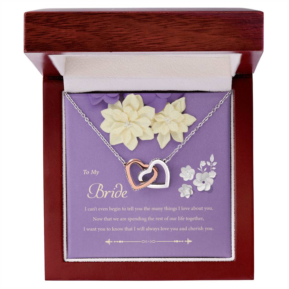 To My Bride - I Can'T Even Begin To Tell You Interlocking Hearts Necklace