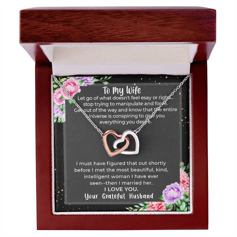 Gift For Wife- Anniversary Gift For Wife Birthday Gift For My Wife Candle Night Dinner Present To My Wife Christmas Gift To My Wife Wife. Interlocking Hearts Necklace