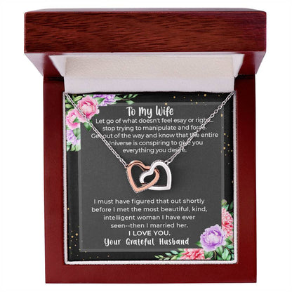 Gift For Wife- Anniversary Gift For Wife Birthday Gift For My Wife Candle Night Dinner Present To My Wife Christmas Gift To My Wife Wife. Interlocking Hearts Necklace